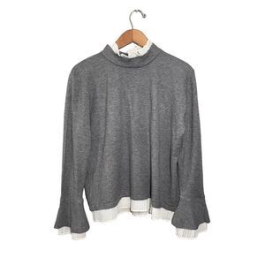 Louise‎ Orop Layered Sweater Women’s Medium Modal Minimalist Gray White Workwear